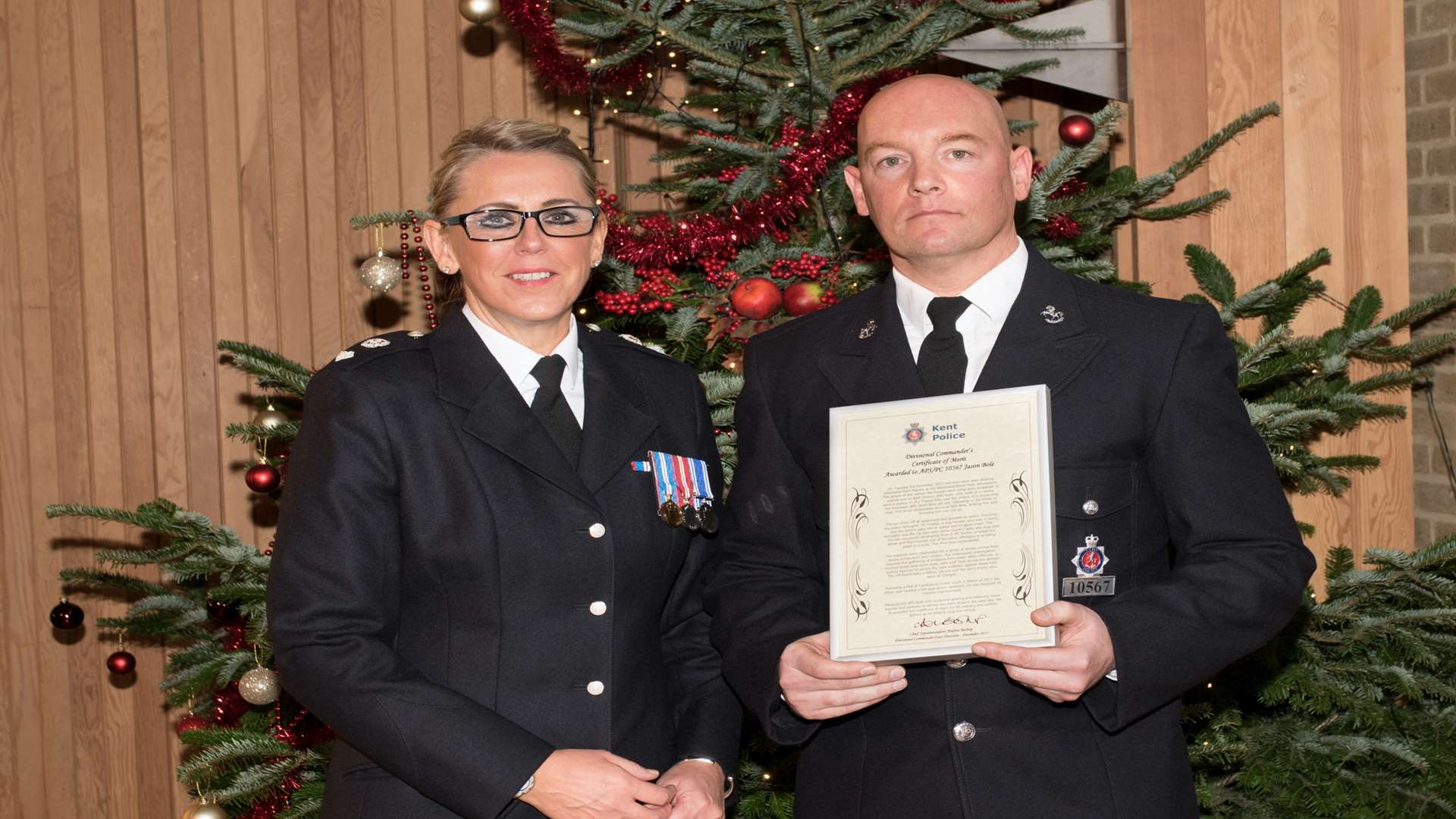 Jayson Bole with chief superintendent Andrea Bishop