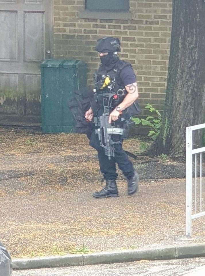 Armed police officers in Ingram Road