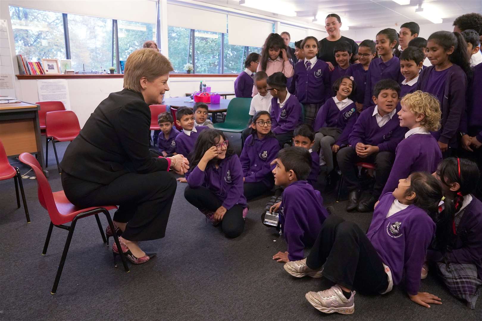 Nicola Sturgeon spent time with pupils at the school (Andrew Milligan/PA)