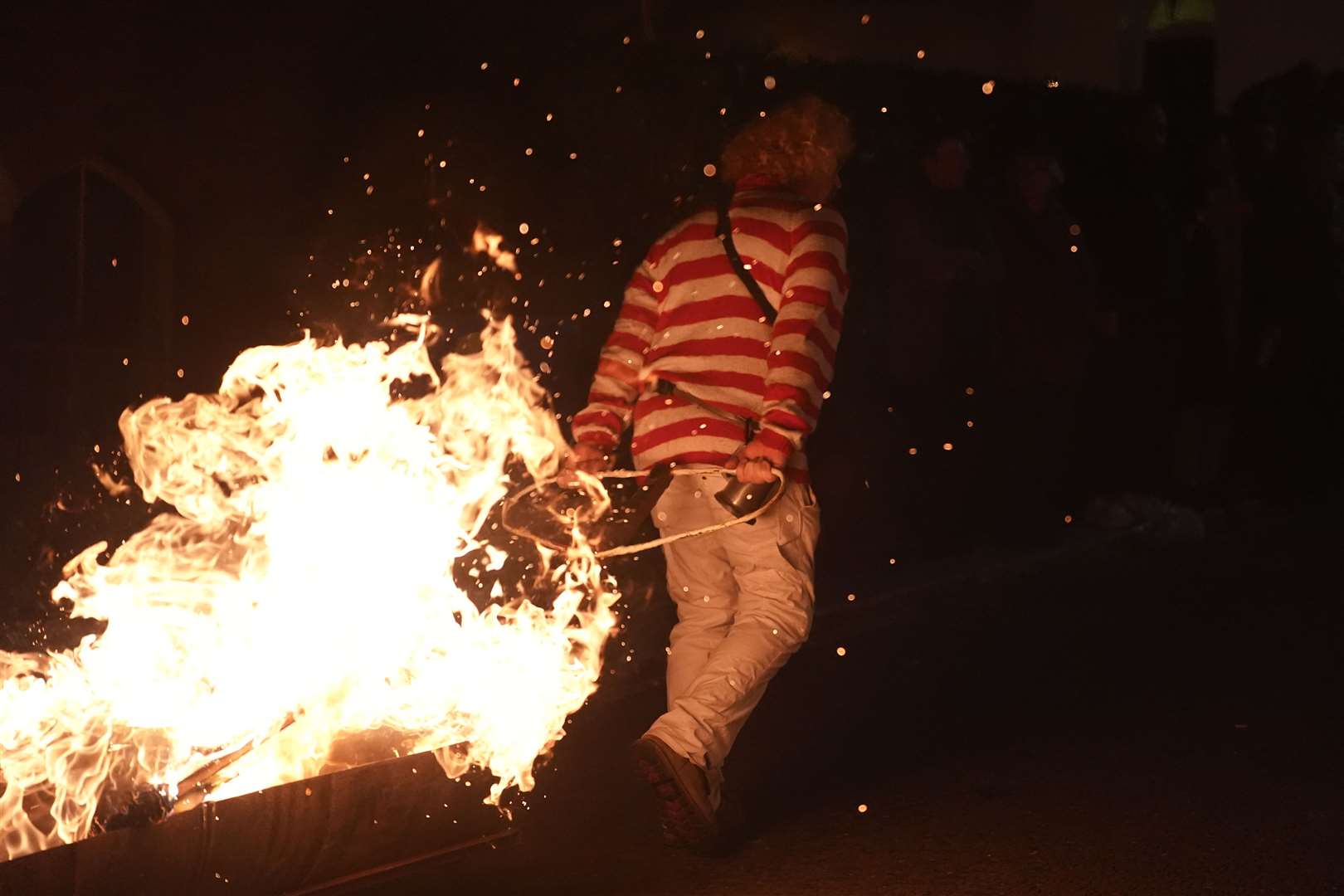 The Bonfire Night celebrations in Lewes start with a parade through the town (Gareth Fuller/PA)