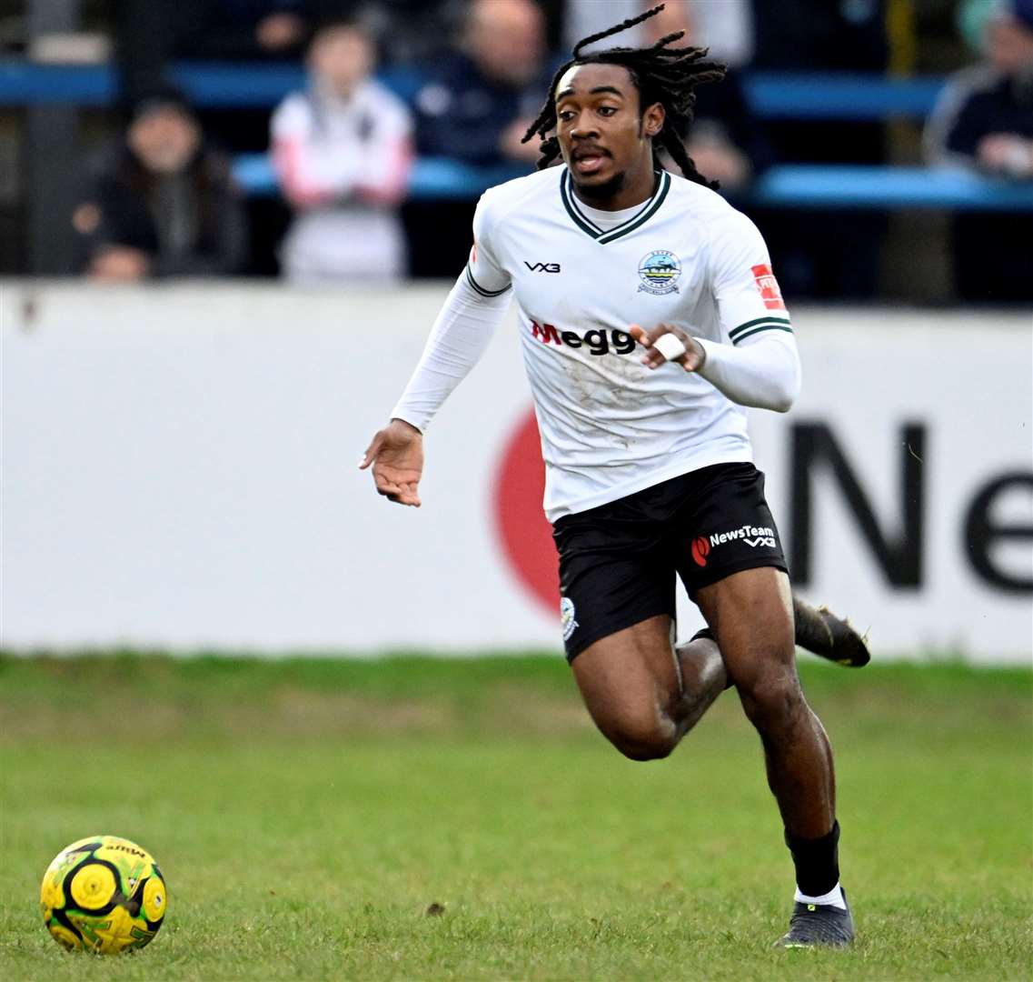 Roman Charles-Cook made an immediate return to Dover’s starting line-up after suspension as a last-minute change saw Tamas Amgbaduba drop out. Picture: Barry Goodwin