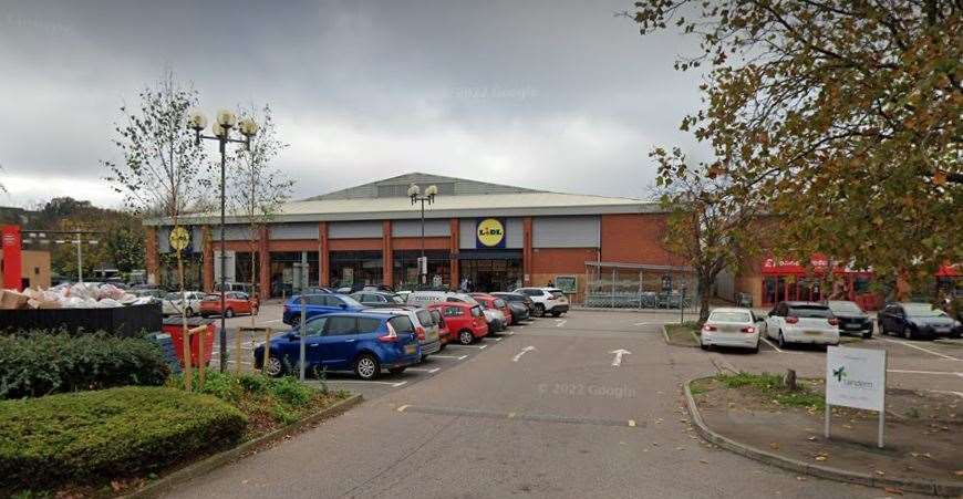 Mariusz Lojko was spotted drinking cans of beer outside Lidl at the Imperial Retail Park in Gravesend. Stock picture: Google Maps