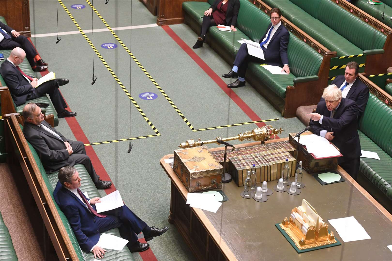 The Government and Opposition benches in the House of Commons are separated by an aisle in an ‘adversarial’ style (UK Parliament/Jessica Taylor/PA)