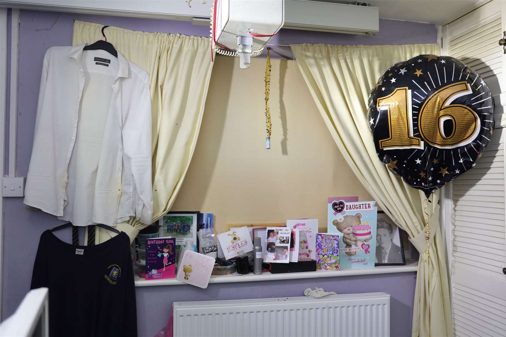 Cards and a balloon for Kaylea’s 16th birthday were visible in the bedroom where she died (Dyfed-Powys Police/PA)