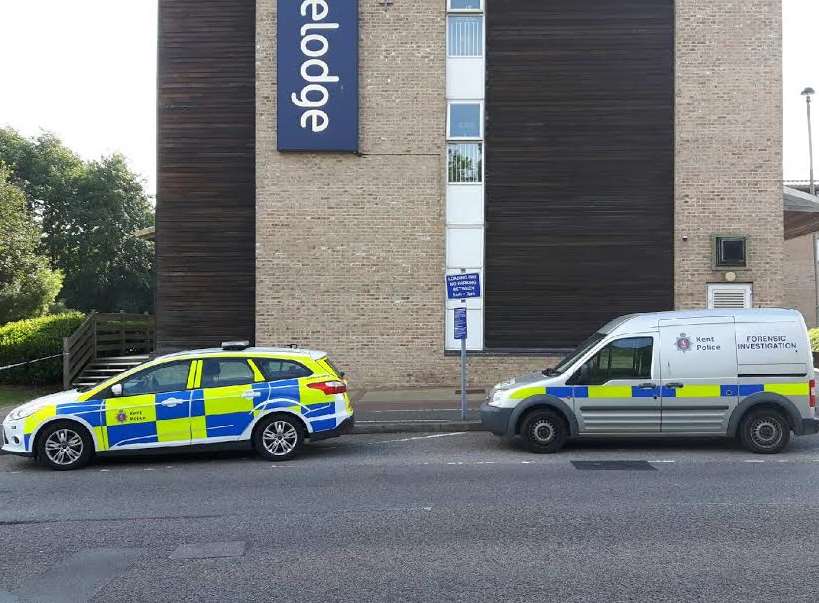 Police and forensics vehicles at the scene. Picture: Aidan Barlow.