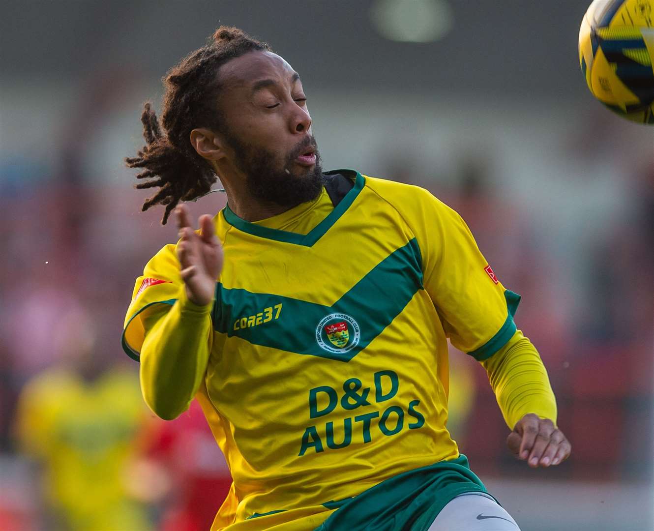 Ashford United defender Bradley Simms. Picture: Ian Scammell