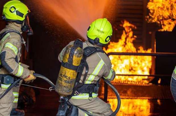 Two fire crews have been called to the blaze in Wye, near Ashford