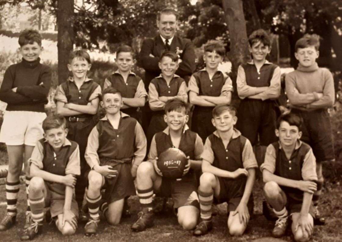 Alan Speakman (back row, second from right) in the Willesborough Primary School football team in the 1956-57 season. Picture: Patricia Speakman