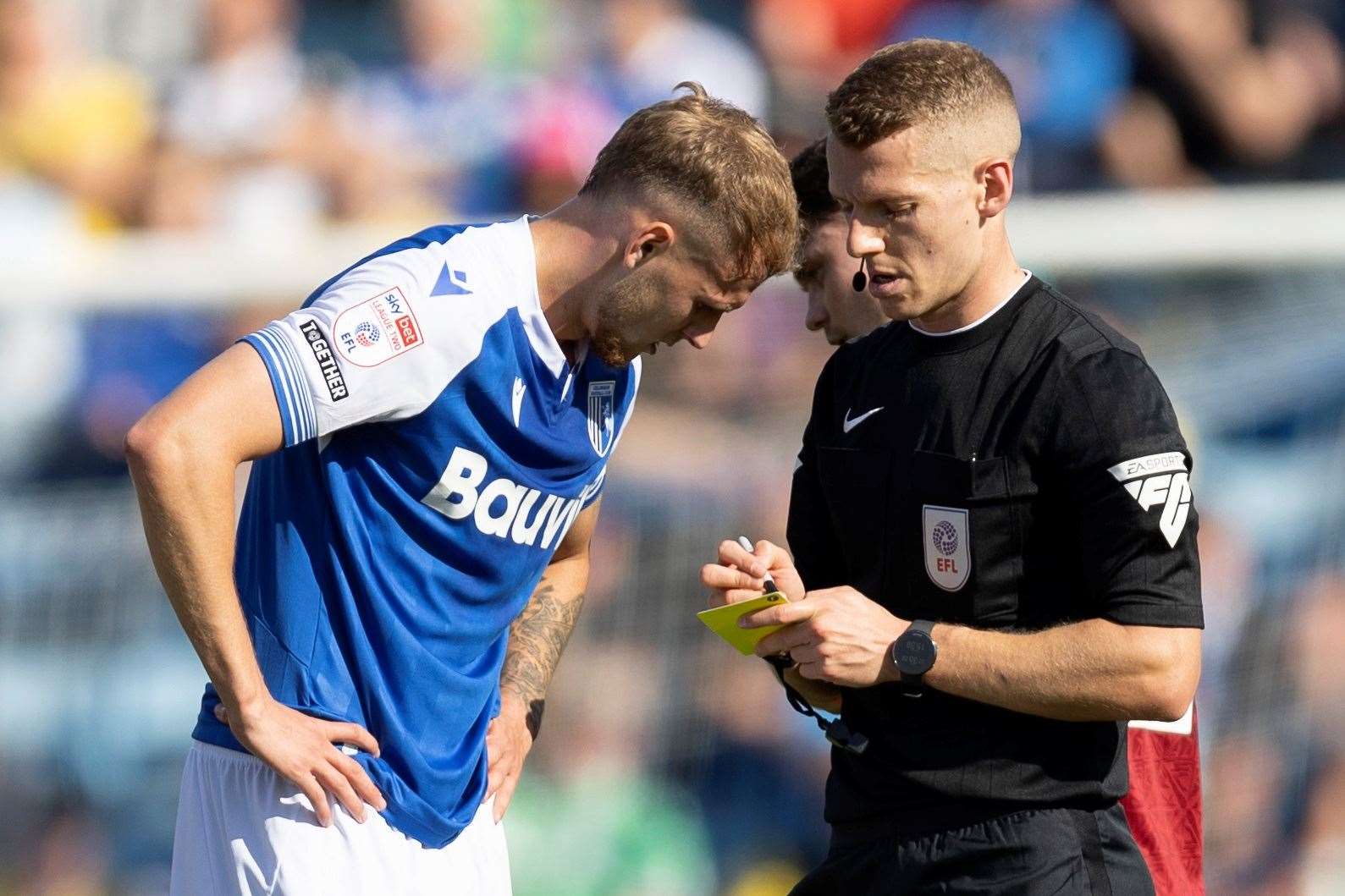 Ethan Coleman was sent off against Tranmere after being booked twice – and now he’s injured Picture: @Julian_KPI