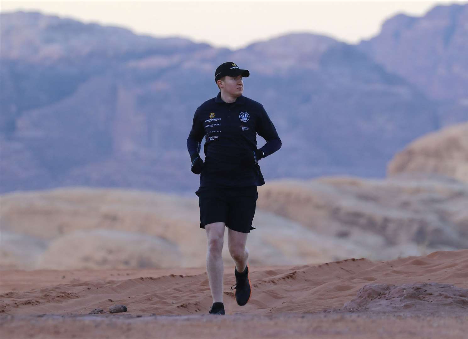 Louis Alexander during his marathon in the Wadi Rum desert in Jordan (Nick Butter/PA)