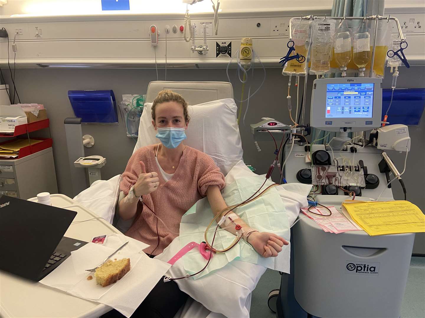 Charlotte Laycock received five days of immunoglobulin treatment at London’s St George’s Hospital in March (NHS Blood and Transplant)