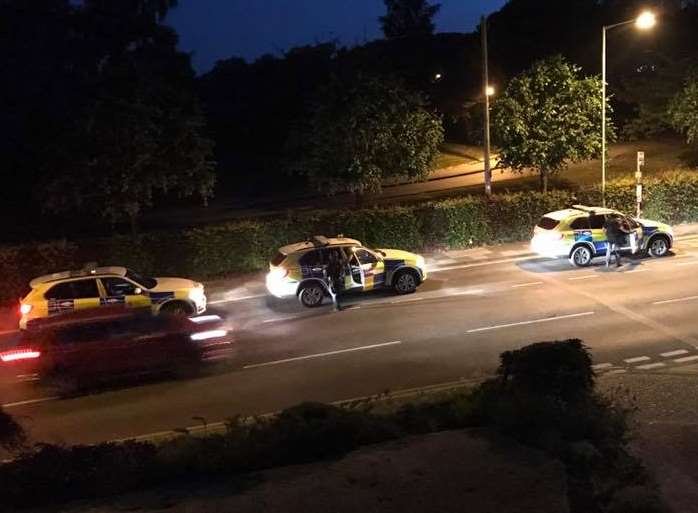 Armed police in St Stephen's Hill, Canterbury. Pic: Mark Bowden