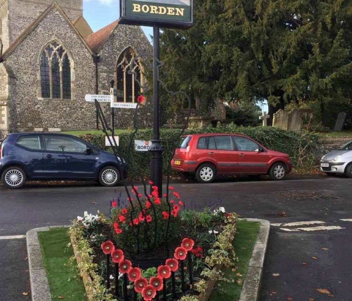 Tommy soldier VE Day memorial outside The Maypole Inn, Borden crushed ...