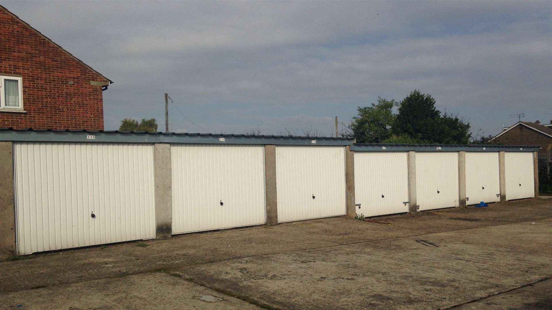 The garages where the bodies were found in Winchester Way