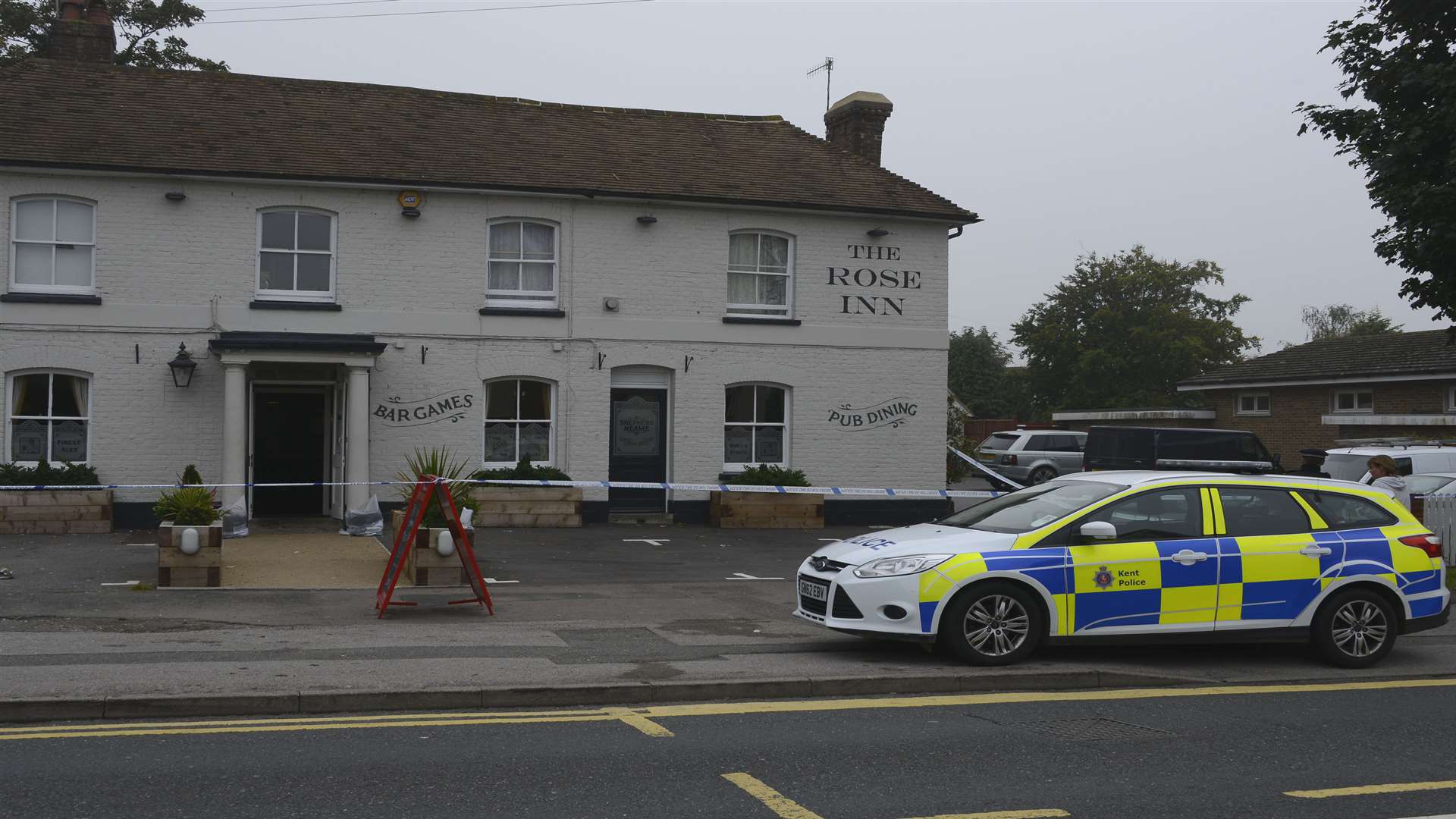 The Rose Inn was cordoned off after the incident