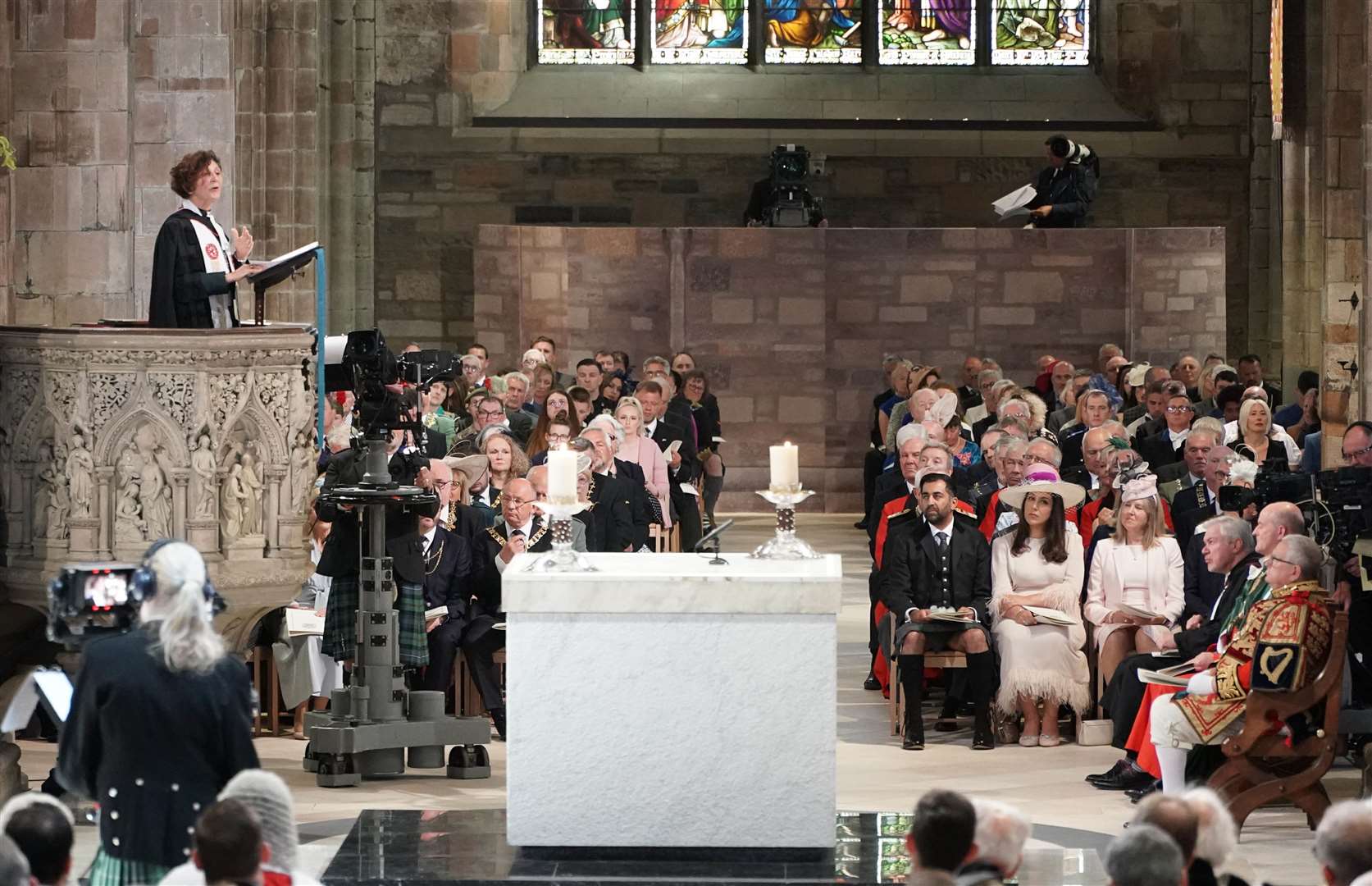 The Right Reverend Sally Foster-Fulton, Moderator of the General Assembly of the Church of Scotland, gave the sermon at the thanksgiving service (Aaron Chown/PA)