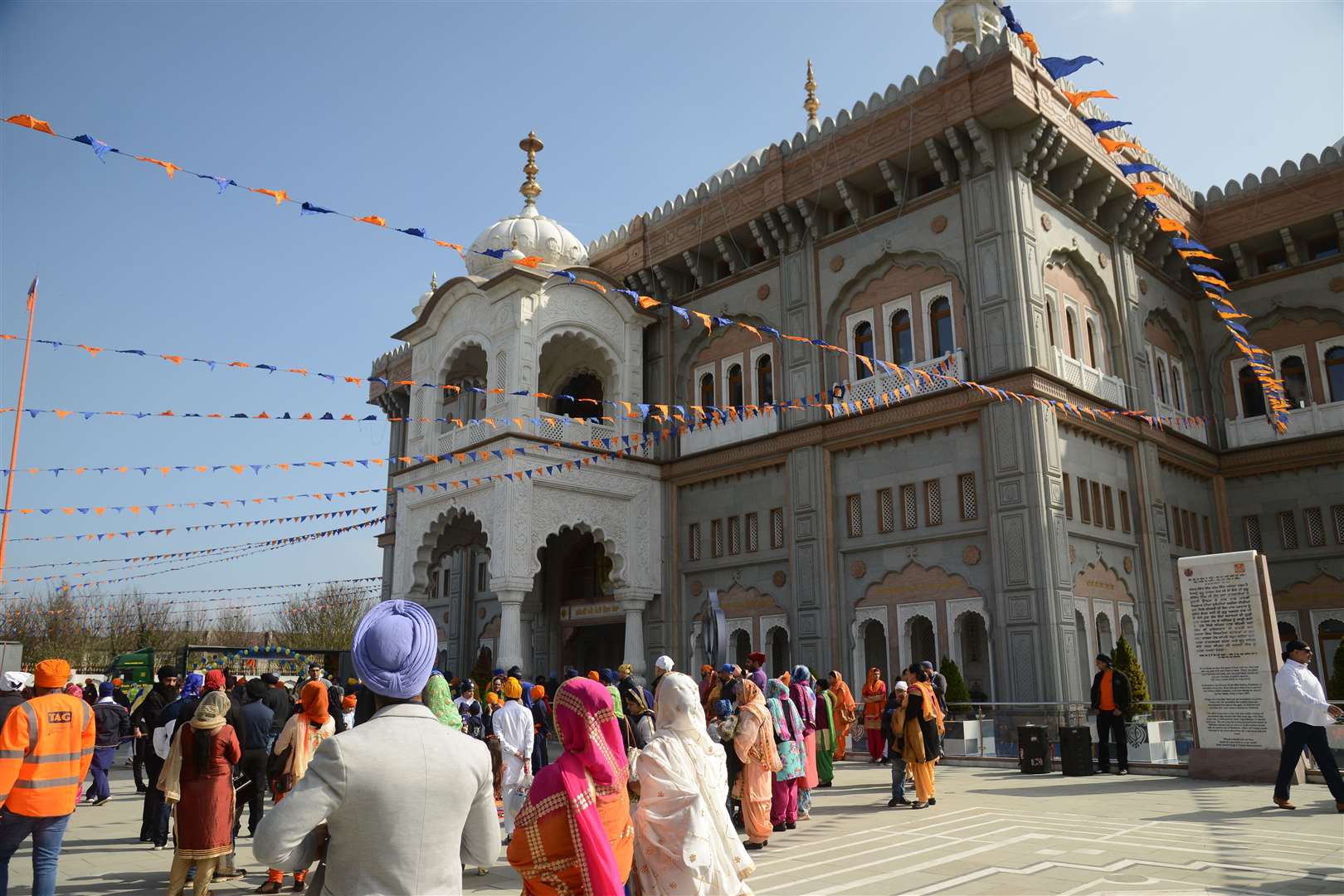 Crowds gather outside the Gurdwara for Vaisakhi