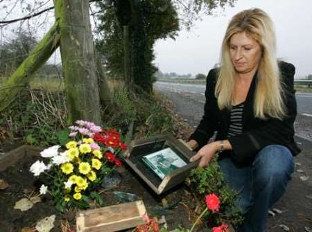 Angela Sims at her son's memorial. Picture: MARTIN APPS