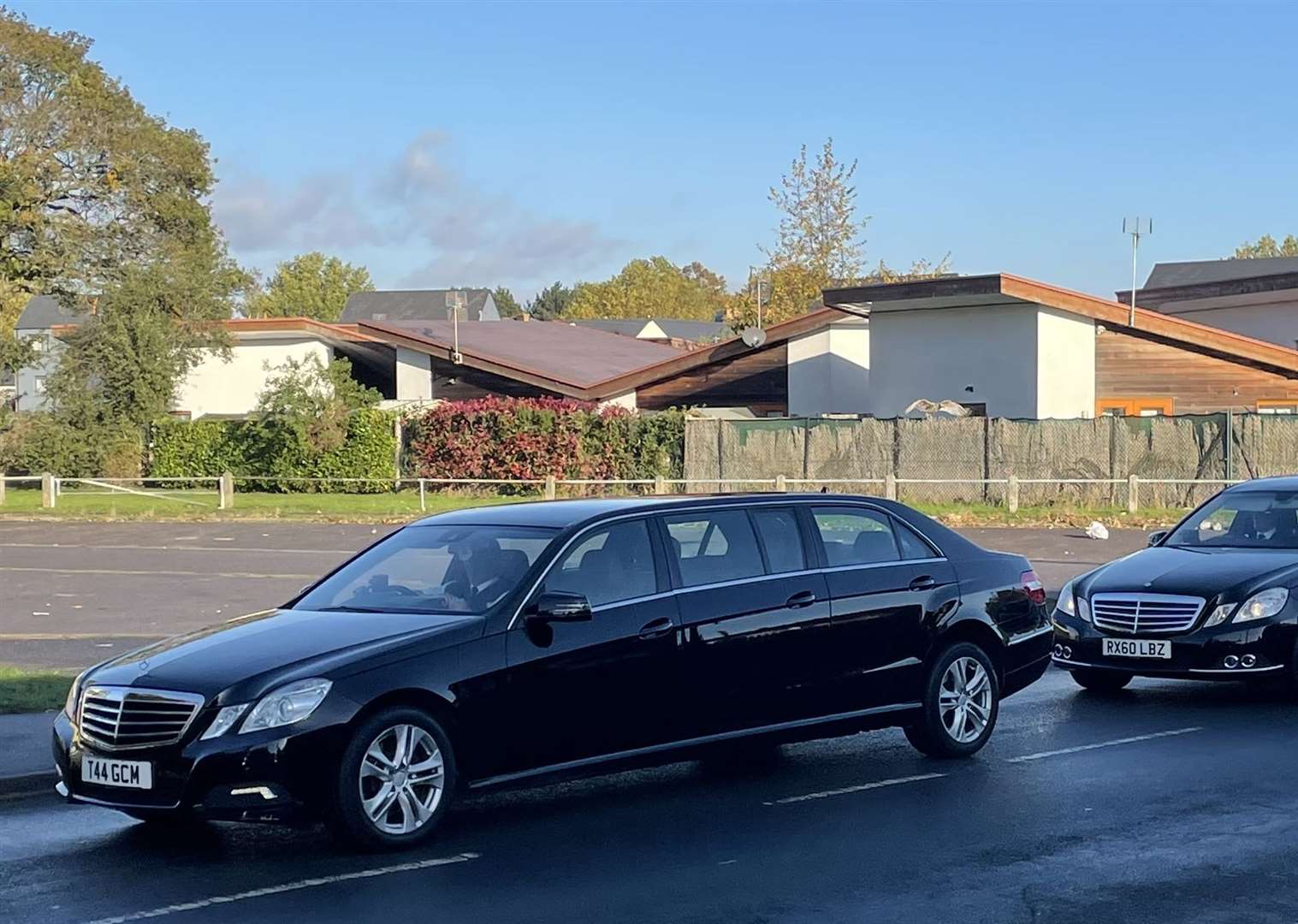 Cars arriving for the funerals