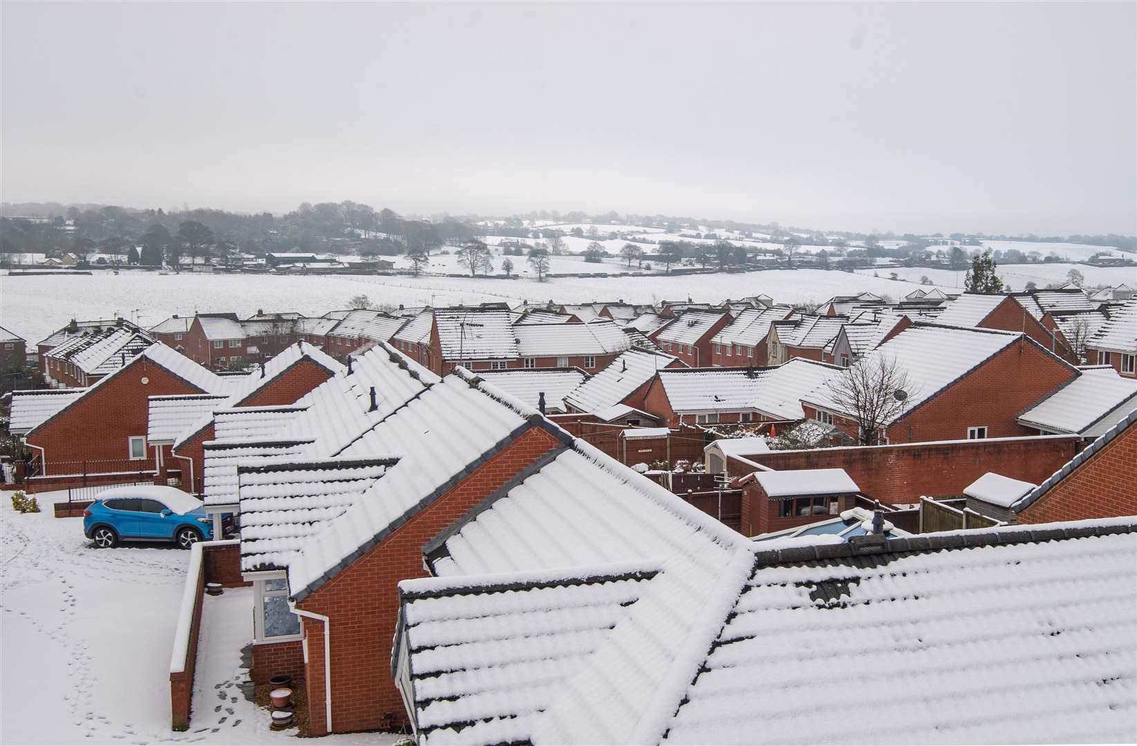 Snow covered rooftops in Hulme, Staffordshire (Joe Giddens/PA)