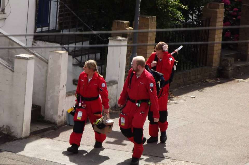 An air ambulance landed nearby on Windmill Hill. Picture by Maria Hart