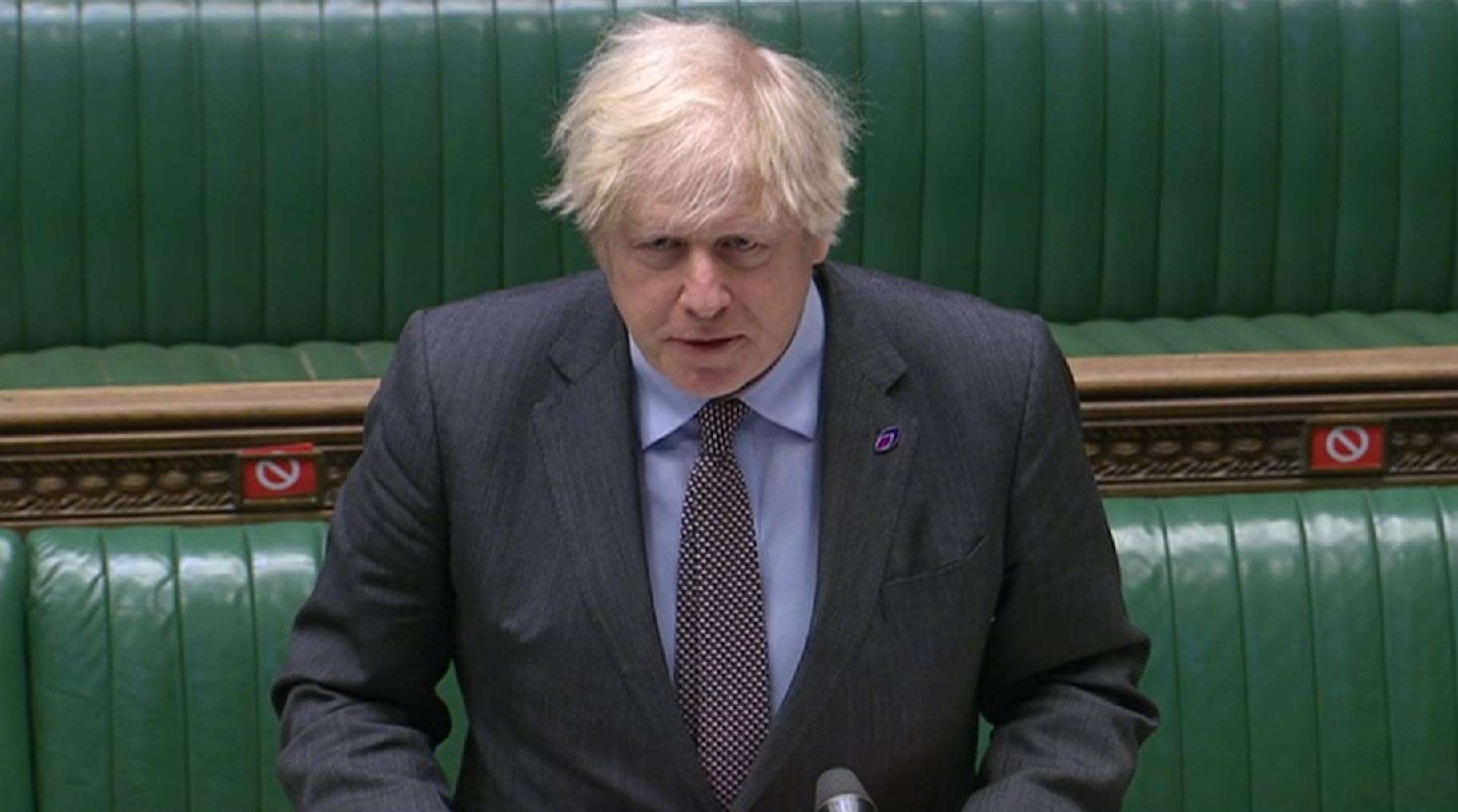 Boris Johnson speaks during Prime Minister’s Questions (House of Commons/PA)