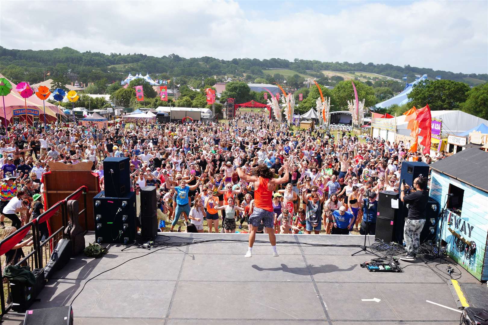 A huge crowd joined in the workout at Glastonbury (Ben Birchall/PA)