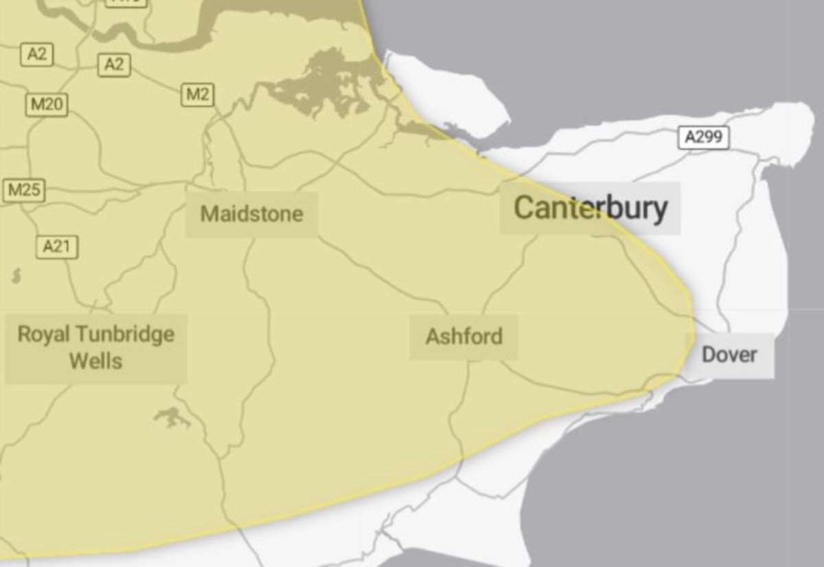 There is a yellow weather warning for snow in Kent. Picture: Met Office