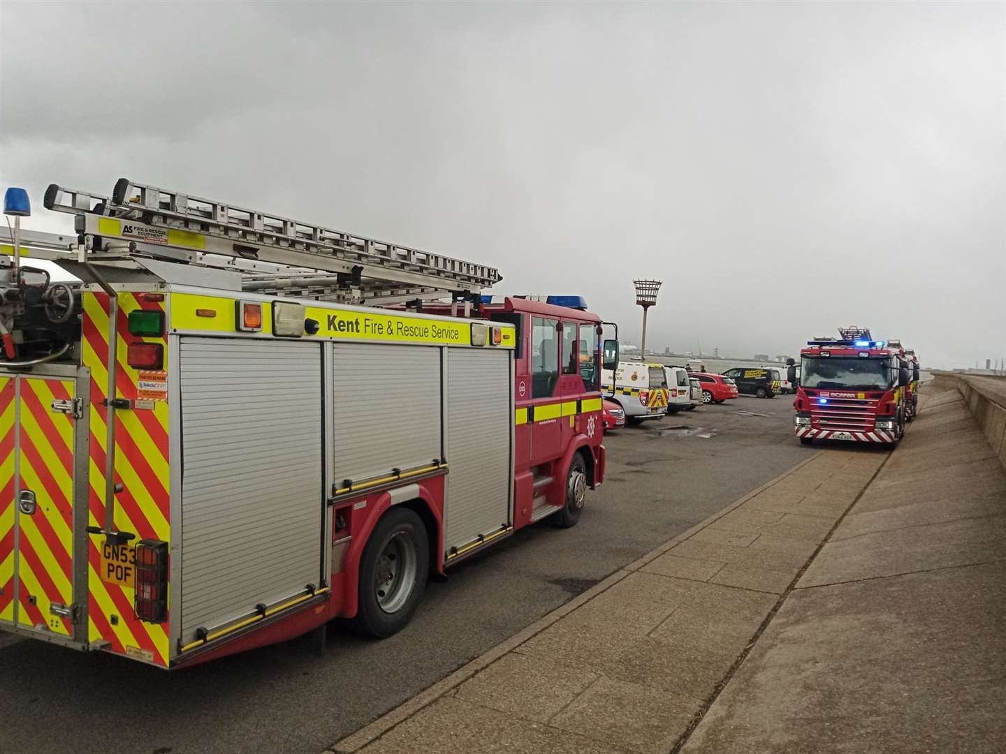 Emergency services are at Crundall's Wharf, Queenborough. Picture: Steve Harding