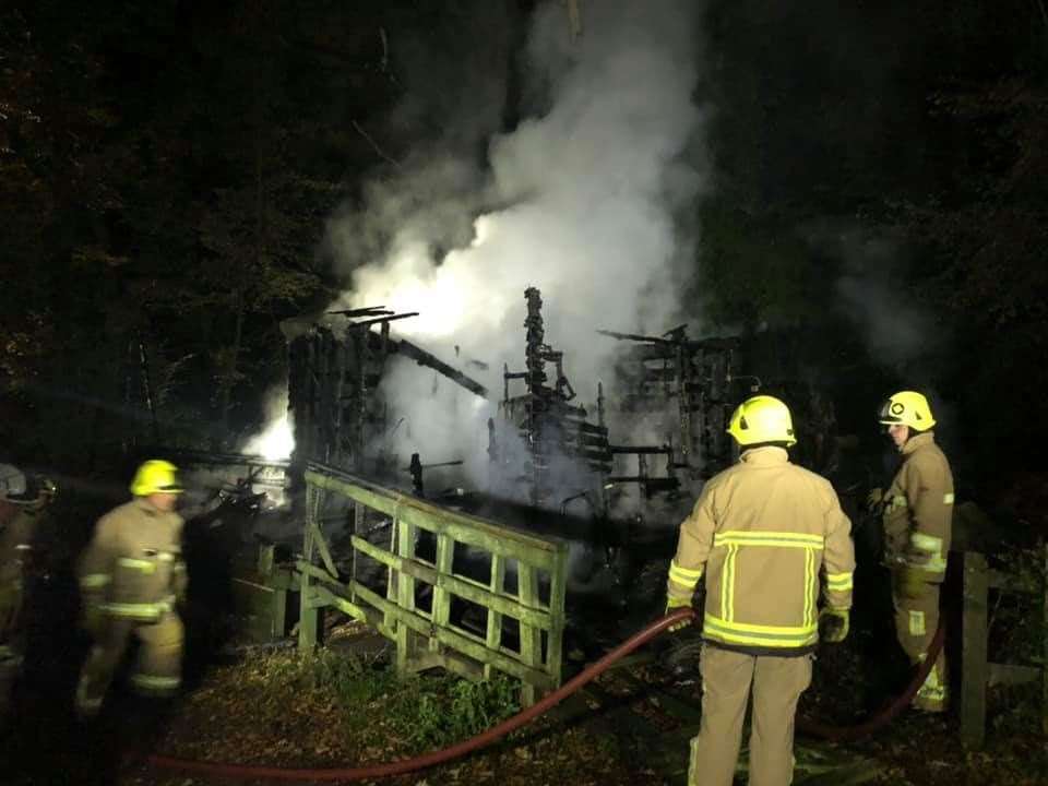 Firefighters tackling the blaze at The East Kent Railway near Dover. Picture: East Kent Railway