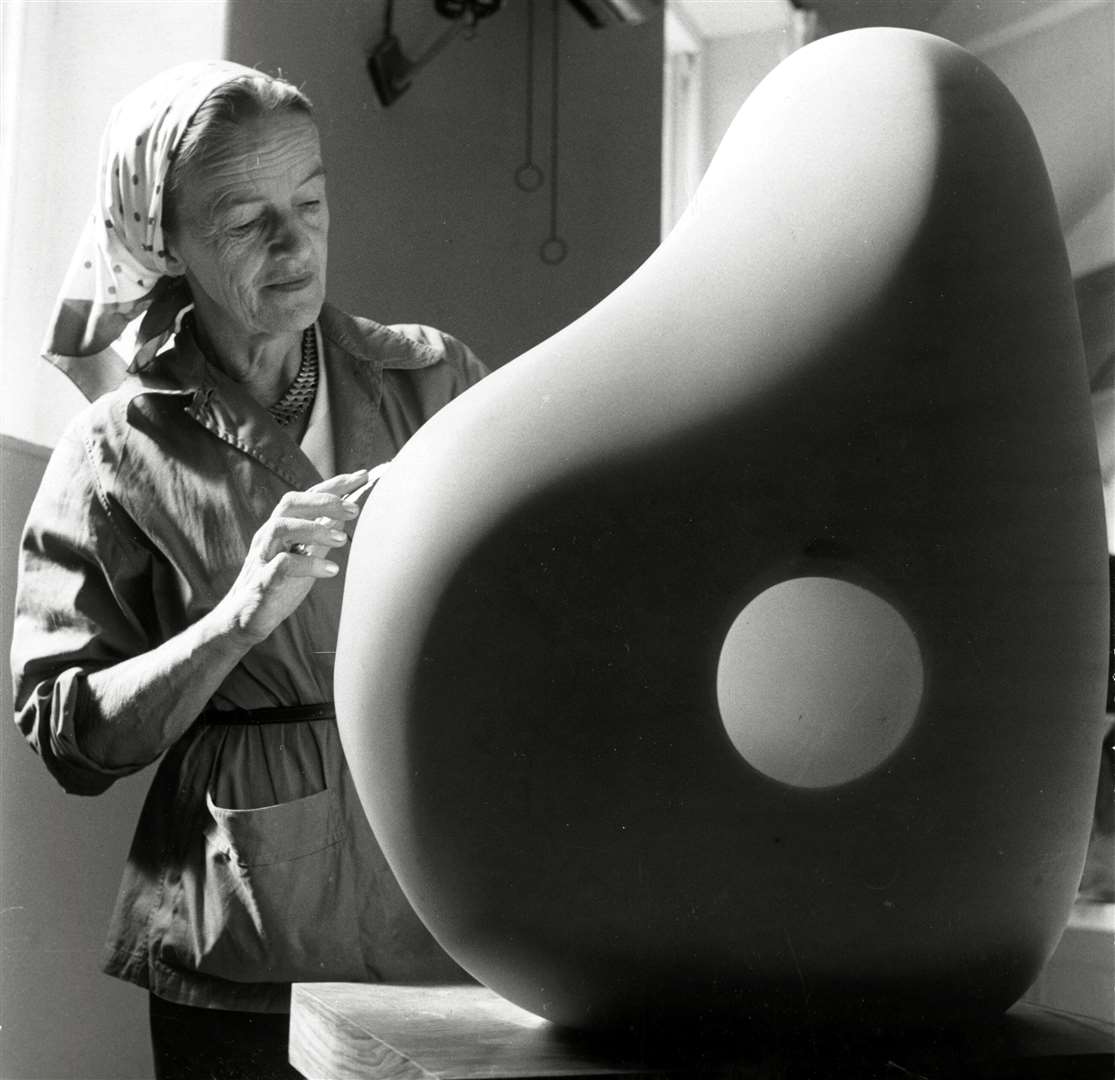 Hepworth carving in the Palais de Danse in 1961 (Rosemary Mathews/Barbara Hepworth Museum/PA)