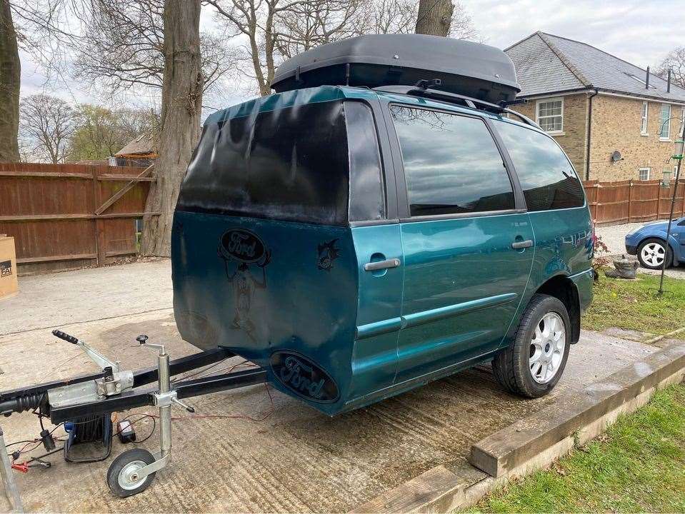 The quirky Ford Galaxy 'half car' camper version was put up for sale online. Photo: Ebay/leeatt1409