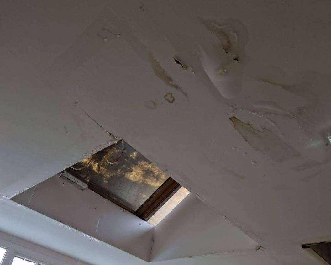 Water pooling in the ceiling of the Athelstan Road, Cliftonville