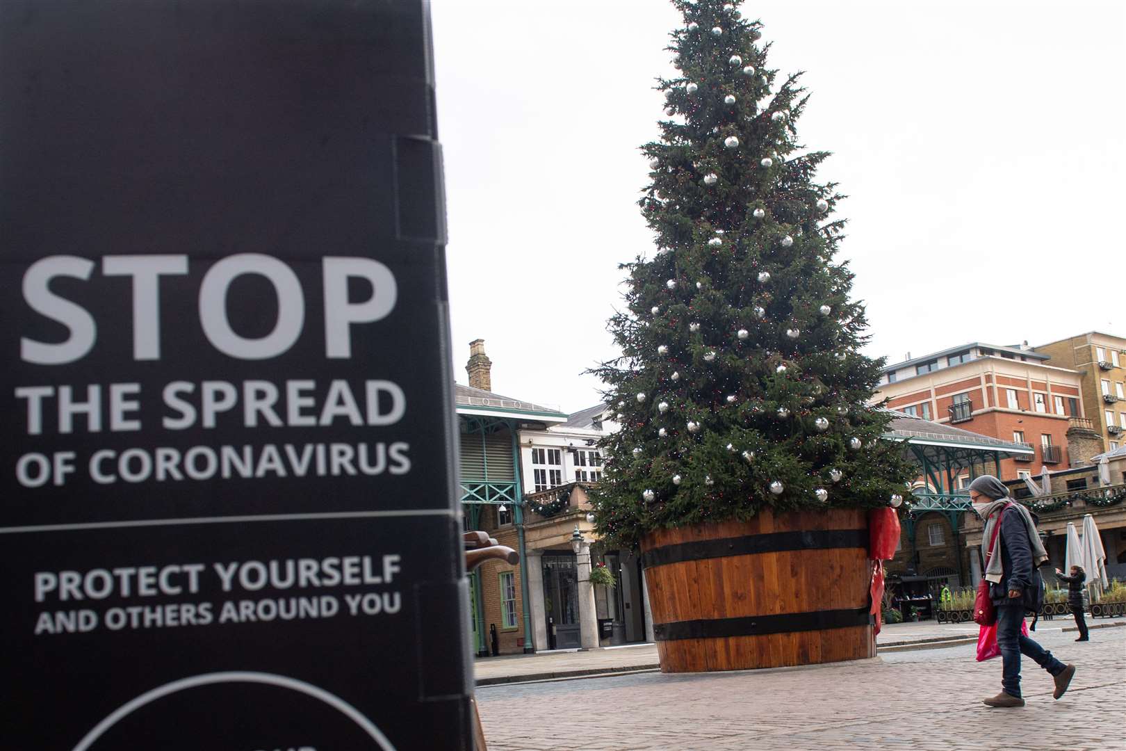 The Christmas tree at Covent Garden, London (Dominic Lipinski/PA)