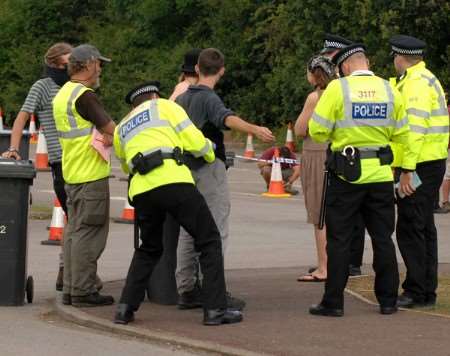 Protesters are stopped and searched earlier this week at the camp. Picture: Barry Crayford