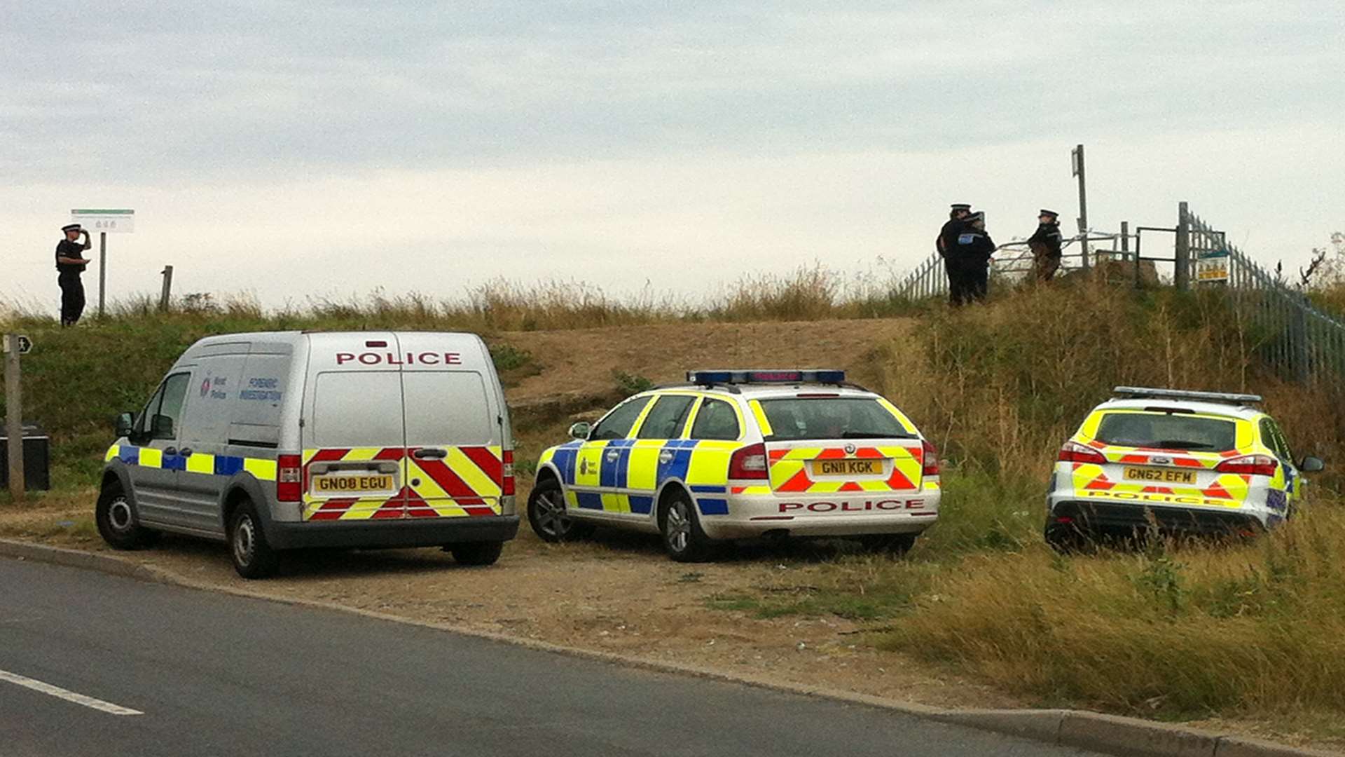 Police at a beach in Warden after Gary Pocock's body was found