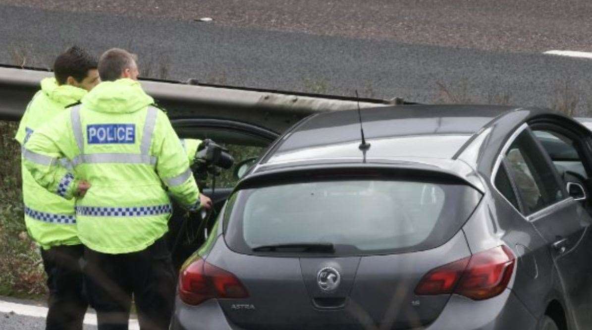 Two cars were involved in a collision near the Moto Medway services. Picture: UKNIP