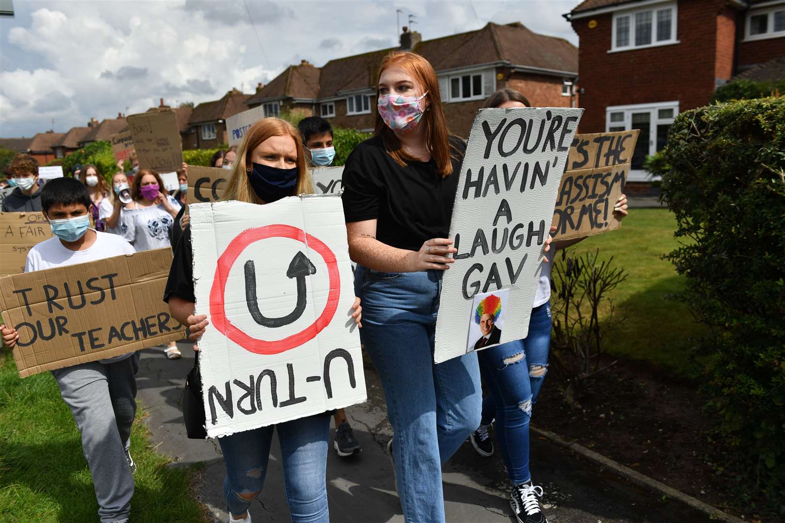 Students protest after the summer’s A-level results (Jacob King/PA)