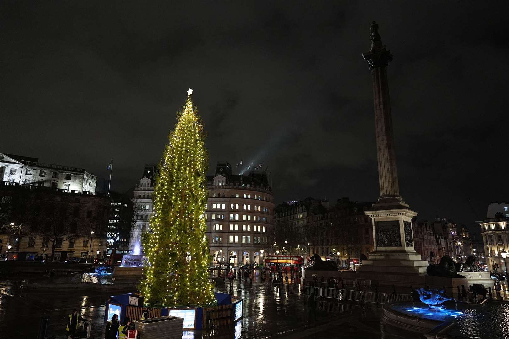 The illuminated Christmas Tree in Trafalgar Square, London (Aaron Chown/PA)