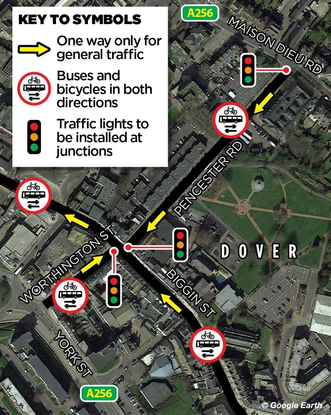 How the Pencester Road Fastrack contraflow is set to be laid out