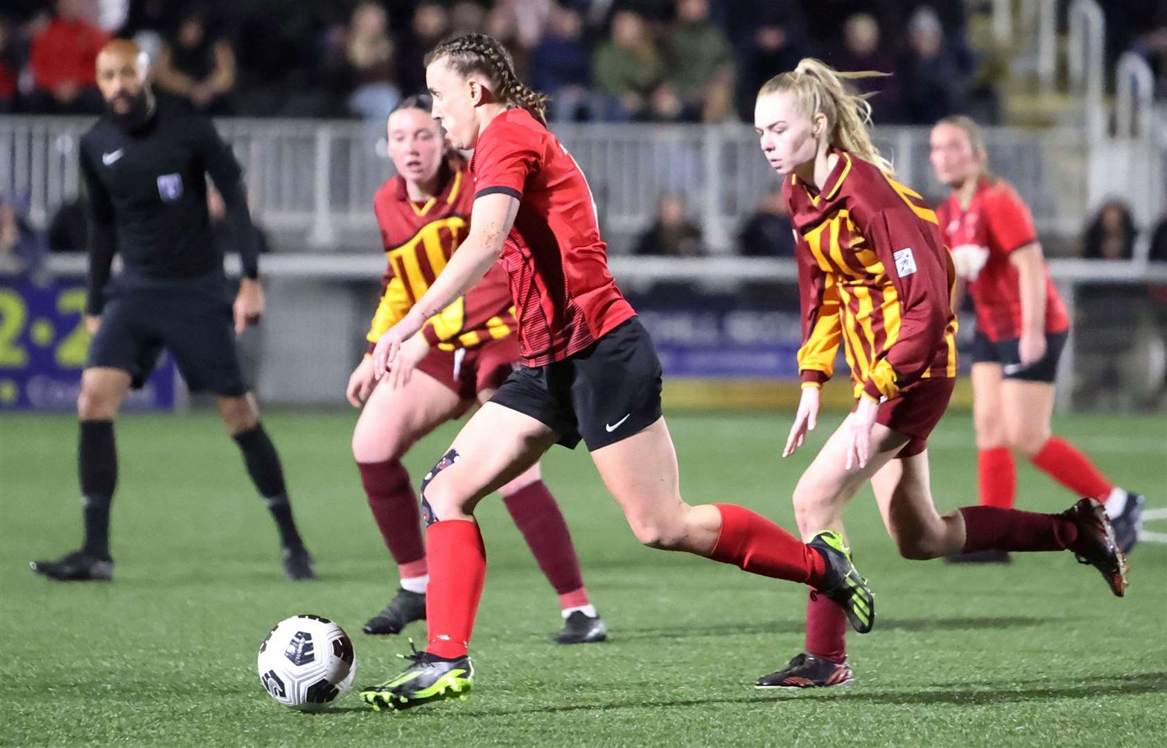 There was plenty of attacking football on show in the DFDS Kent FA Women's Plate Final at Maidstone’s Gallagher Stadium. Picture: PSP Images