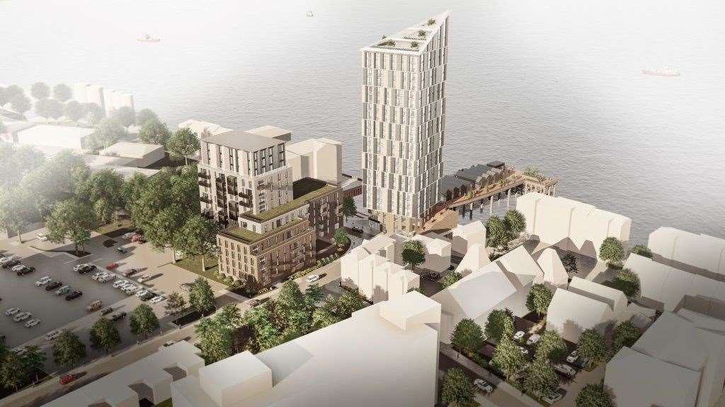 A CGI image of the proposed development for Clifton Slipways, in Gravesend