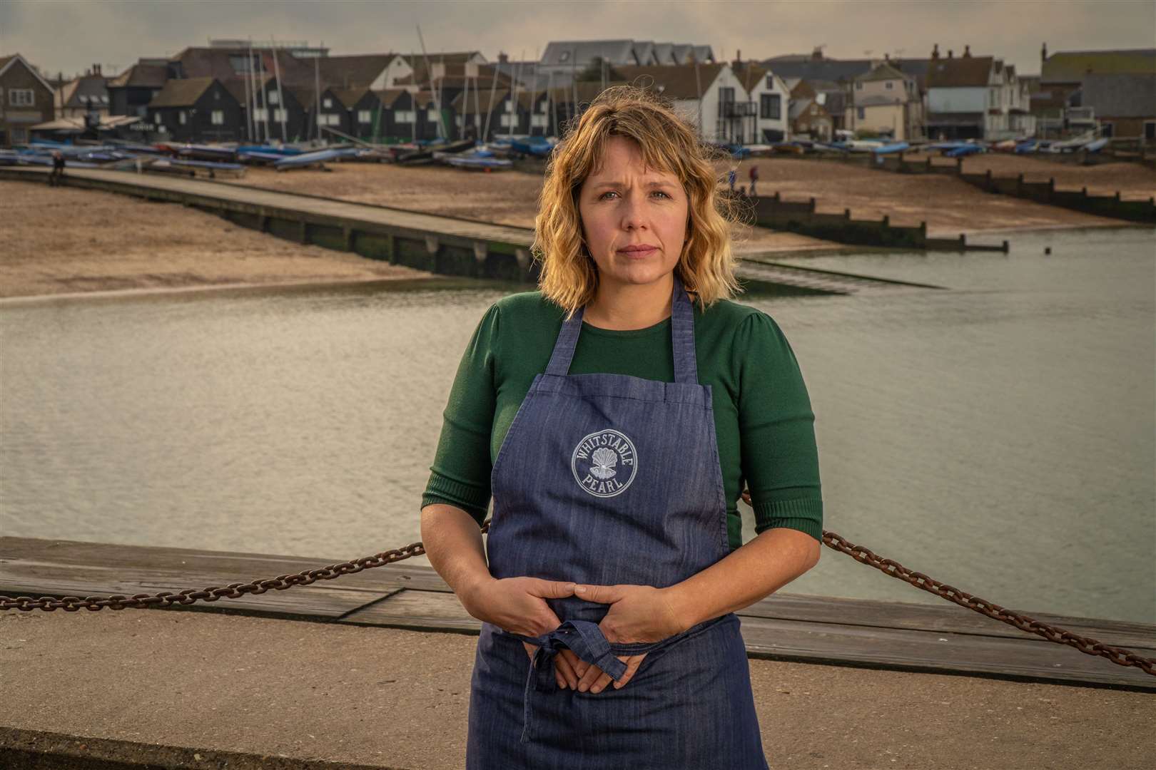 Kerry Godliman as Pearl Nolan in Whitstable Pearl. Picture: Mark Bourdillon/AcornTV