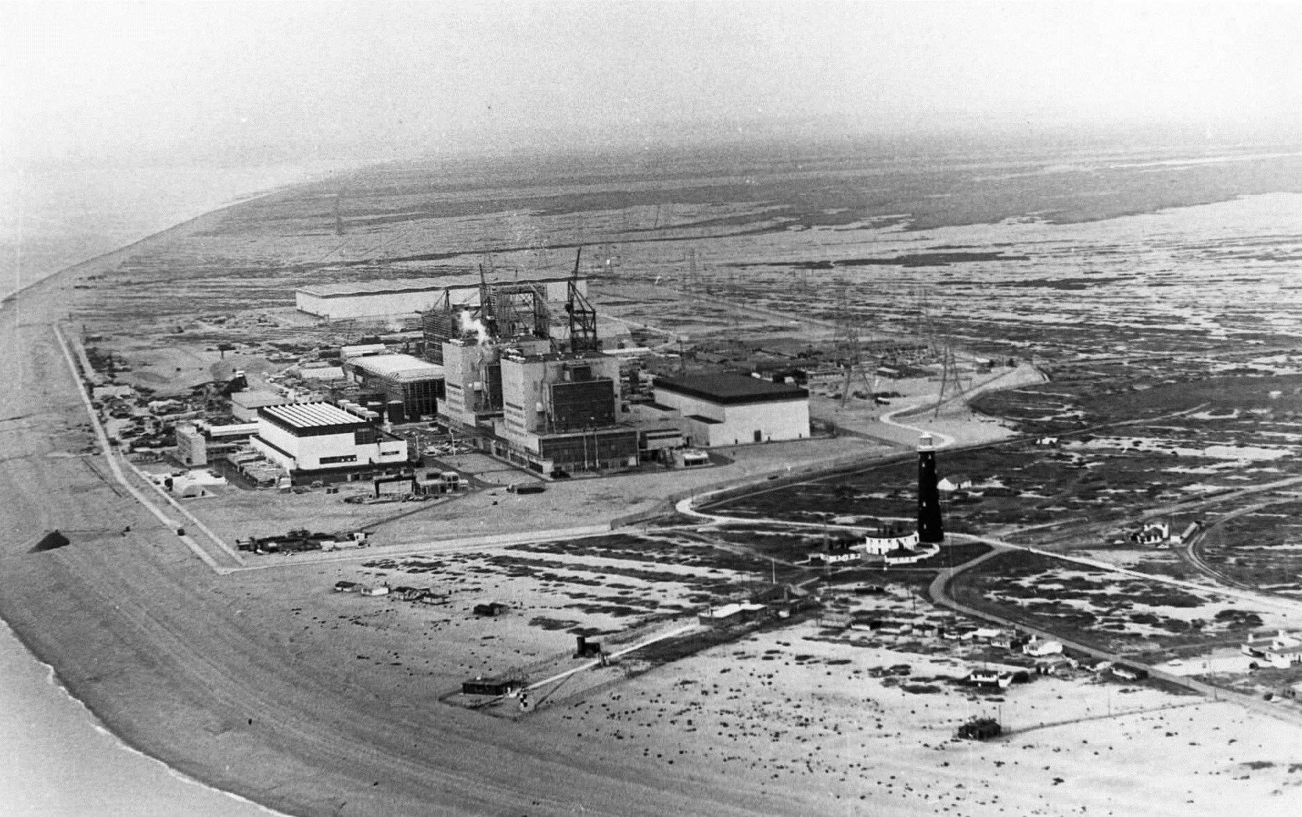 Aerial view of Dungeness power station in May 1968