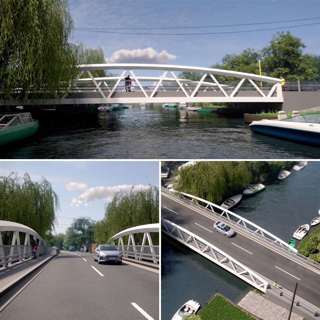 How the new bridge over the River Stour at Grove Ferry will look. Images: Kent County Council