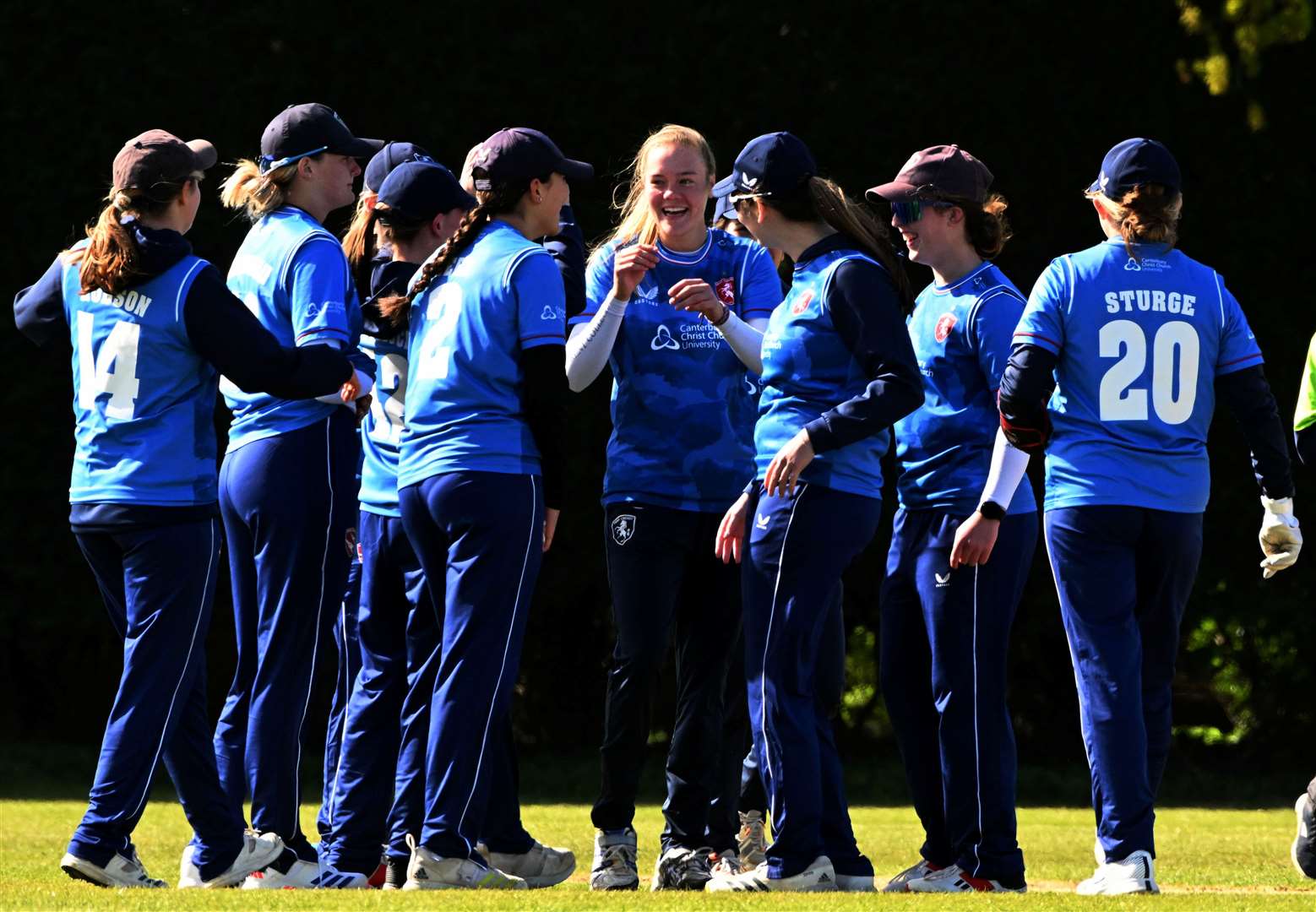 Kent Women, pictured in action against Middlesex at Polo Farm last year, celebrating an Alexa Stonehouse wicket, will start Kent’s Canterbury Cricket Week for the first time ever in 2025. Picture: Barry Goodwin