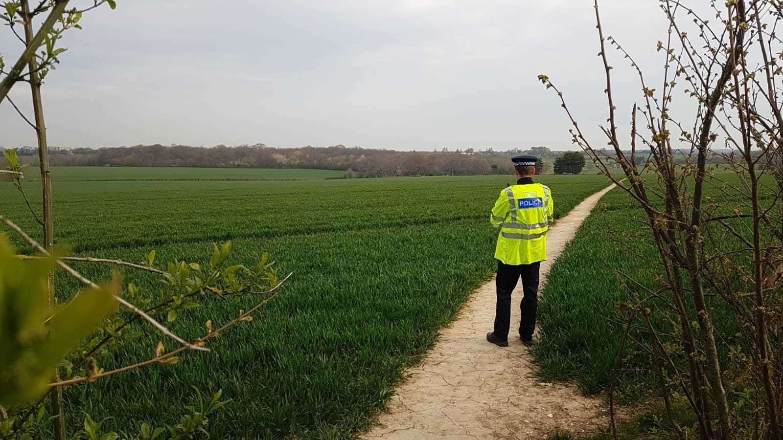 Police are guarding a field near Snowdown