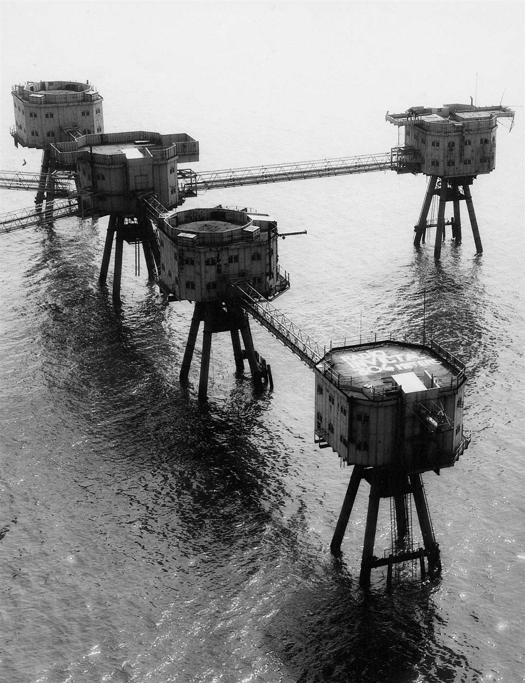 The Red Sands sea forts off the Whitstable coast pictured from above in 1965. Not much has changed at the landmark since then. Picture: Robin Adcroft