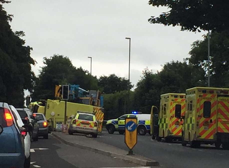 A229 Linton crossroads partially blocked by crash