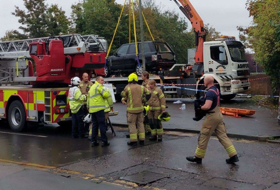 The Range Rover was pulled from the Great Stour following the crash in Mace Lane